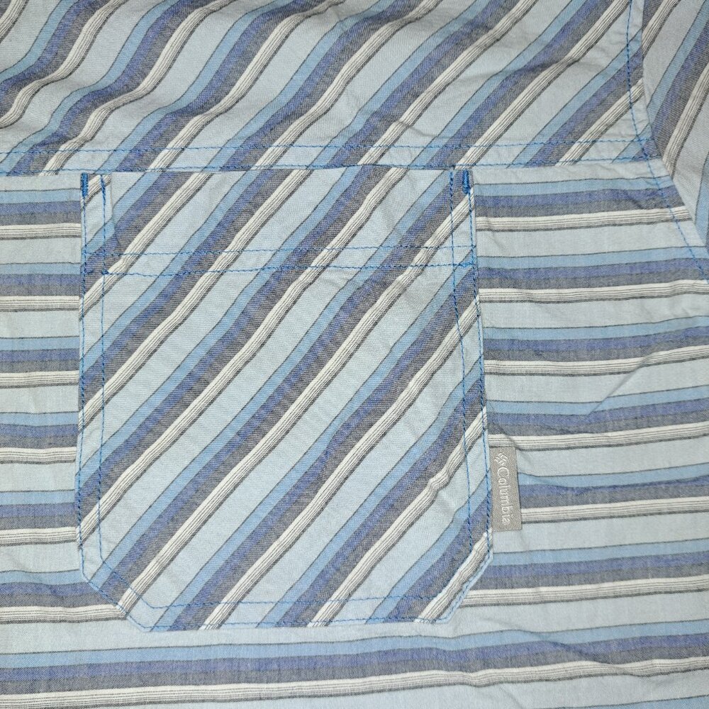 Columbia Men's Thompson Hill Yarn Dye Short Sleeve Azul Stripe Shirt XXL - Picture 5 of 9